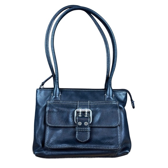 EUC Fossil Black Leather Shoulder Bag - Picture 1 of 16